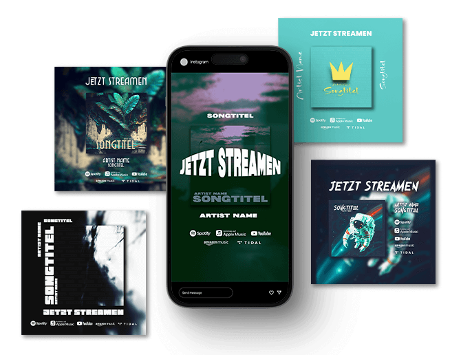 Vorschau verschiedener Album Cover die für Social Media designed wurden